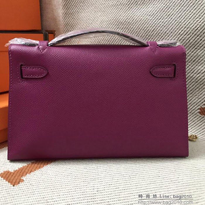HERMES愛馬仕 凱莉包 mini kelly一代 玫紫epsom皮 夏天首選手包款 可手提肩背  Ama1327